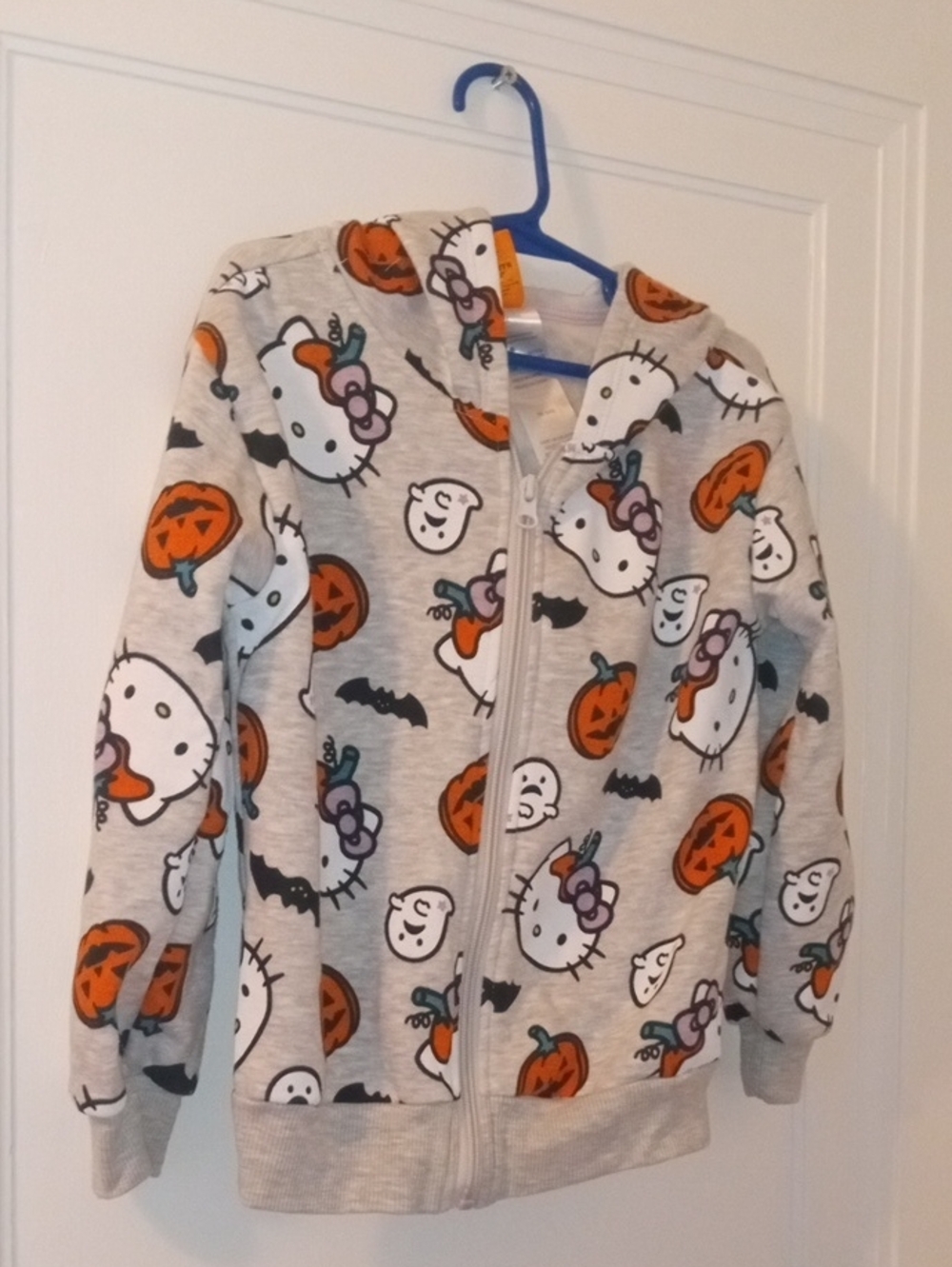 Hello Kitty Halloween Zip-Up Hoodie - Gray & Orange